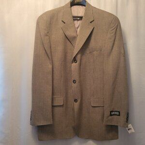 Kasper Mens Houndstooth Blazer Jacket 44L Silk Wool NWT